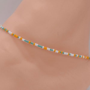 Beach Anklet, Beaded Anklet, Gift For Her, Ankle Bracelet, Women’s Anklet, Anklet Jewelry, Boho Anklet, Orange Anklet, Multicolor Anklet