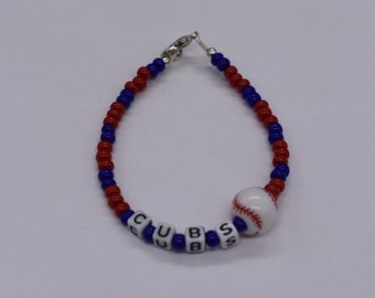 Chicago Cubs Bracelet,  Baseball Bracelet, Cubs Bracelet, Chicago Bracelet, Bead Bracelet, Sports bracelets, Team Bracelets