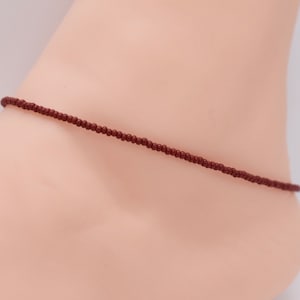 Beach Anklet, Beaded Anklet, Gift For Her, Ankle Bracelet, Women’s Anklet, Anklet Jewelry, Boho Anklet, Burgundy Anklet, Gray Anklet