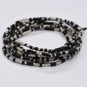 Pulsera elástica, pulsera apilable, pulsera de plata, pulsera de la amistad, pulsera elástica, pulsera negra, pulsera de cuentas, ropa de playa