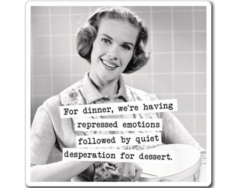 Retro Housewife Magnet, Funny Sarcastic Humor, Vintage Style Kitchen Decor