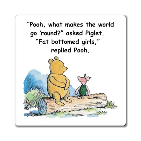 Winnie the Pooh and Piglet magnet for home or office, magnet with a sarcastic saying, gift for Winnie the Pooh lovers, funny fridge magnet