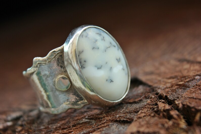 Moss Agate RingAgate ringMoss agate jewelryGemstone ringHandmade ringStatement ringBoho ringBohemian ringBoho styleGiftWhite ring