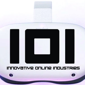 May include: A white virtual reality headset with a black logo that says "IOI Innovative Online Industries".