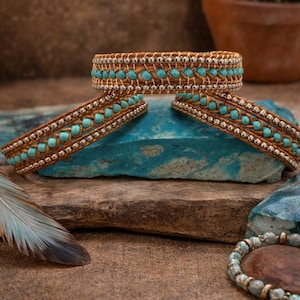 Bracciale in pelle turchese Trail