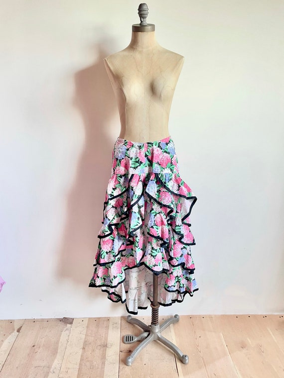 Vintage ruffle skirt, vintage 80s skirt, vintage … - image 2