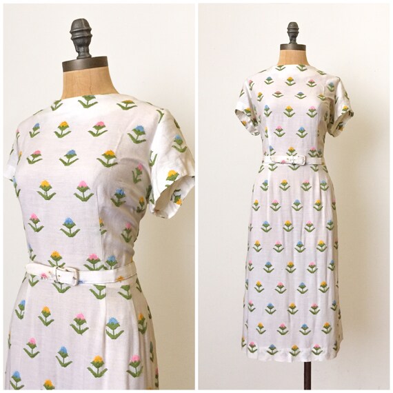 50s wiggle dress - Embroidered wiggle dress - vint
