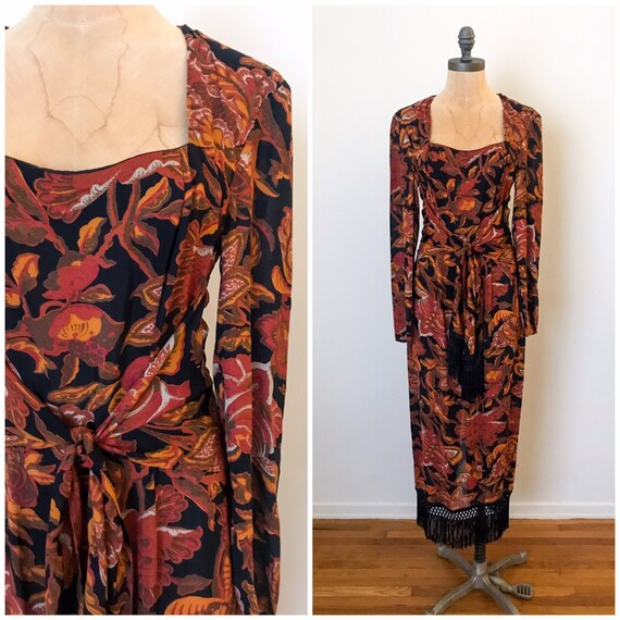 vintage fringe dress - vintage 90s dress - vintage