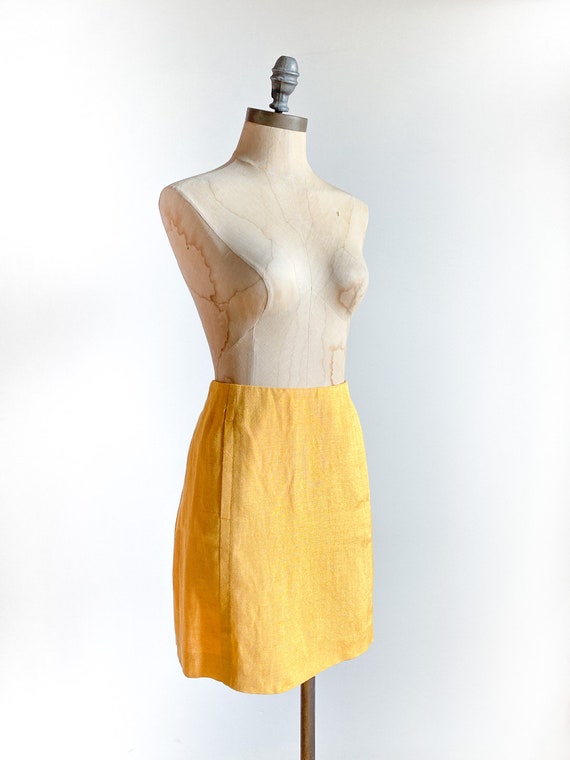 Vintage linen skirt, vintage linen, vintage yello… - image 4
