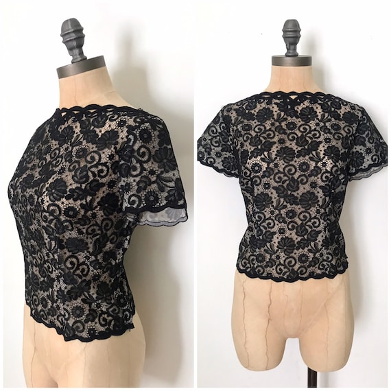 vintage lace blouse - vintage 50s lace blouse - vi