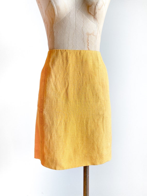 Vintage linen skirt, vintage linen, vintage yello… - image 3