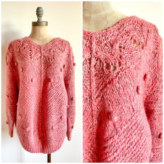 Vintage mohair sweater - vintage pink sweater - vi