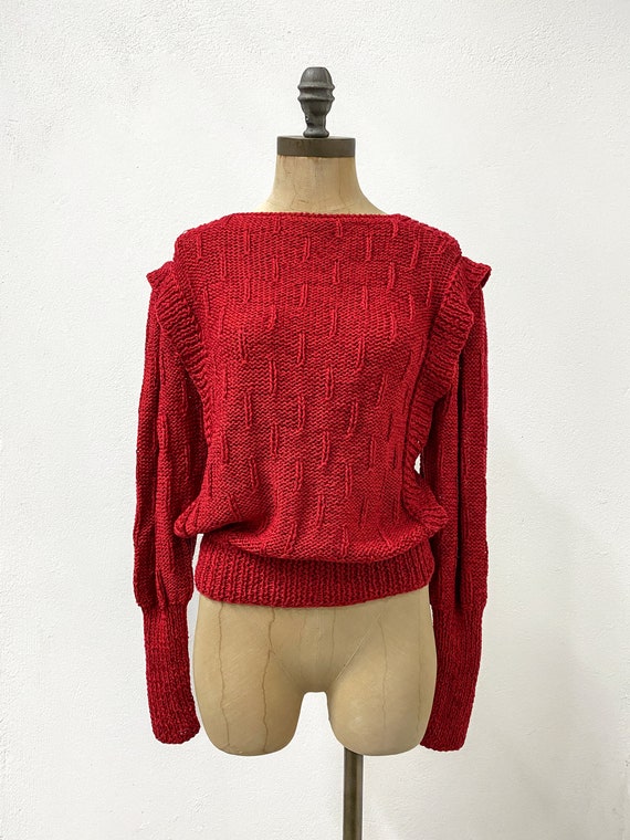 vintage 80s sweater, vintage red sweater, vintage… - image 2