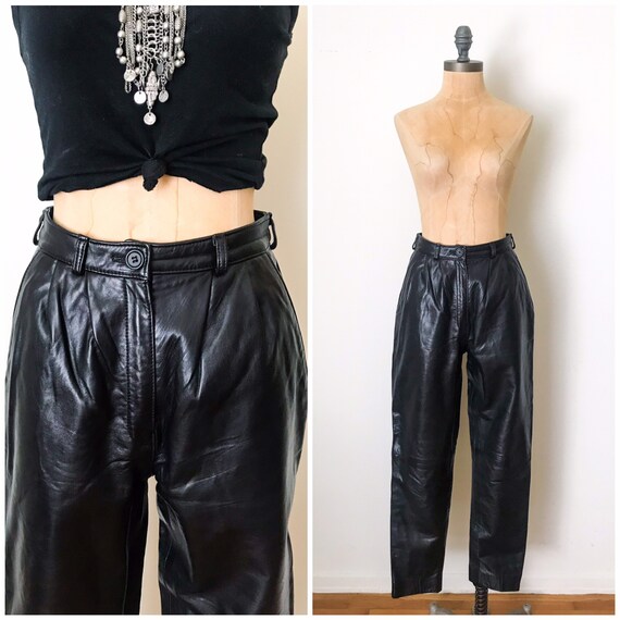 Vintage leather pants - vintage black leather pant