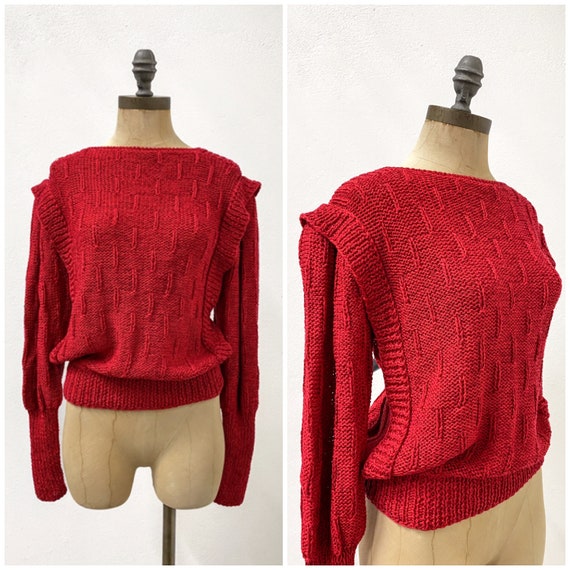 vintage 80s sweater, vintage red sweater, vintage… - image 1