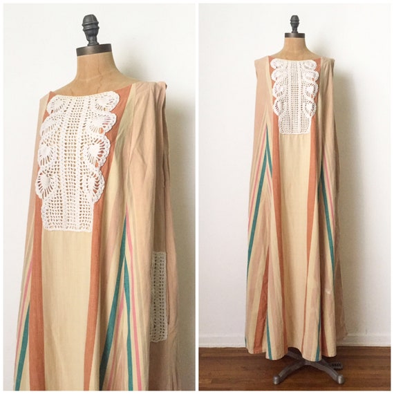 vintage maxi dress - 1970s maxi dress - 70s kaftan