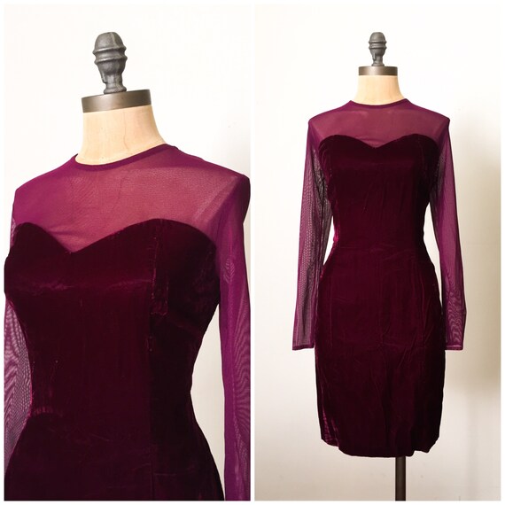 90s dress - 90s velvet dress - vintage 90s dress -