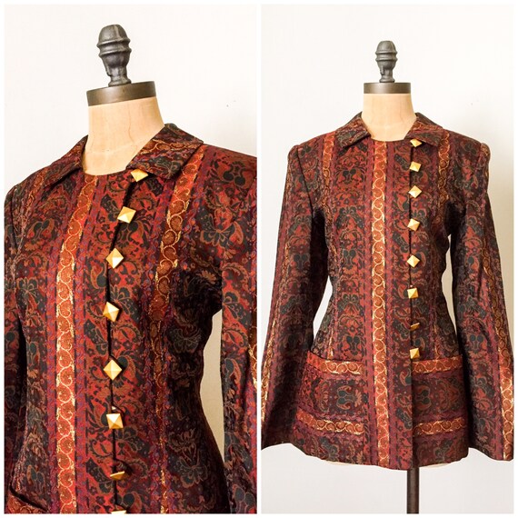 vintage brocade jacket - vintage brocade coat - vi