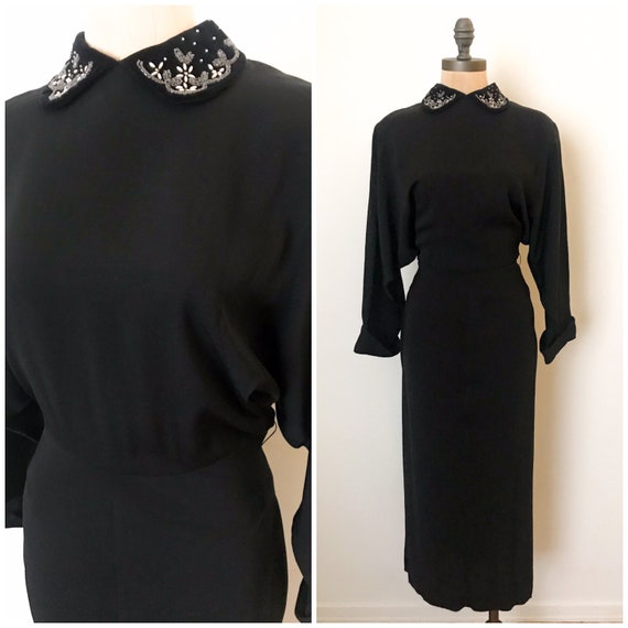 vintage 40s dress - 40s rayon dress - vintage 1940