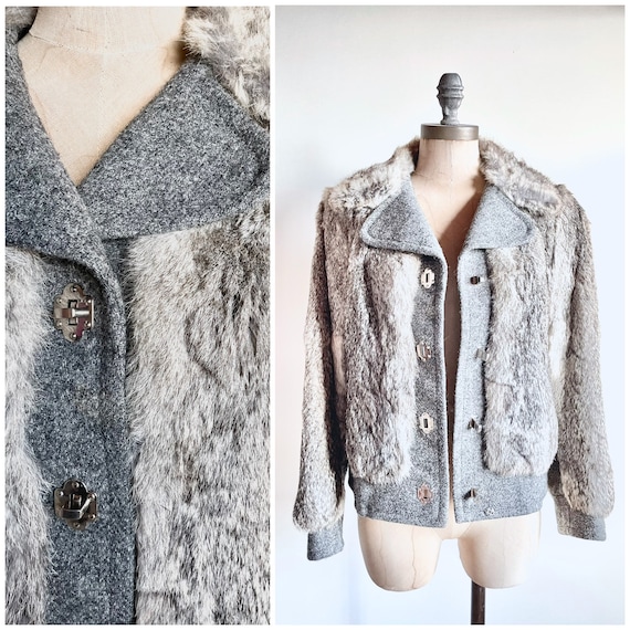 Vintage rabbit fur jacket - vintage fur coat - vi… - image 1