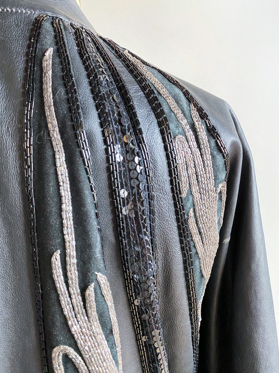 Vintage leather jacket, vintage beaded jacket, vi… - image 10