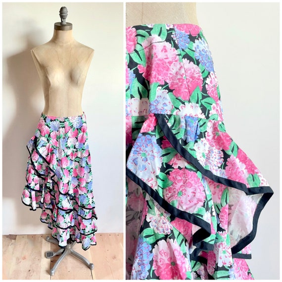 Vintage ruffle skirt, vintage 80s skirt, vintage … - image 1