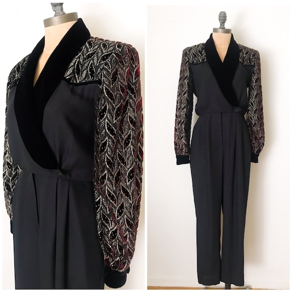 Vintage jumpsuit - vintage black jumpsuit - vintag