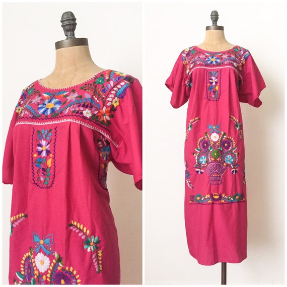 Vintage Mexican Embroidered dress - Hand embroider