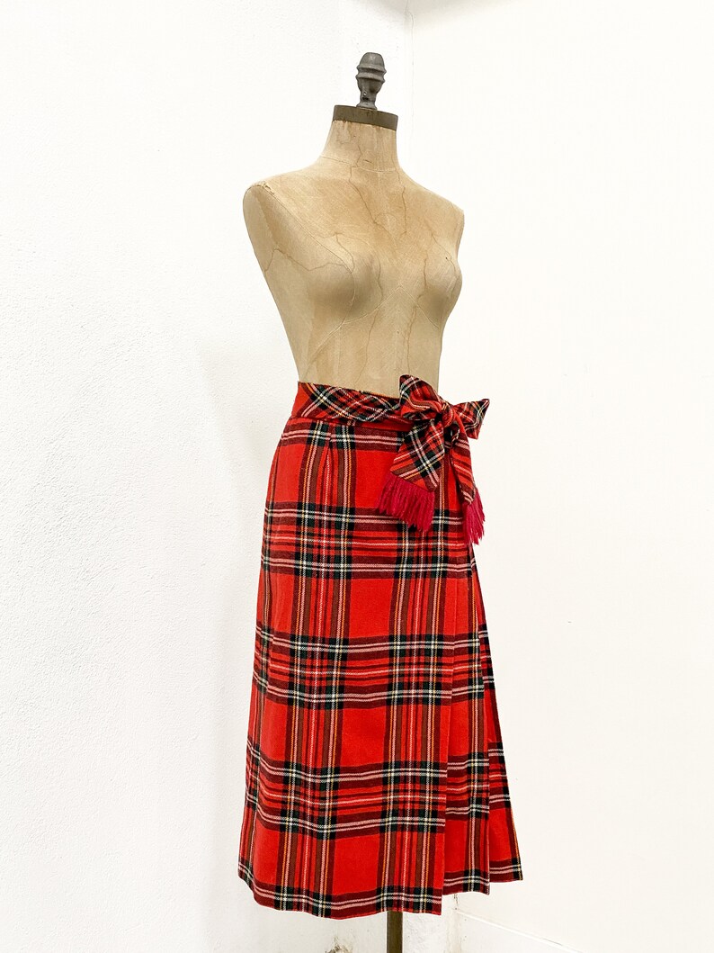 Vintage Plaid Skirt, Vintage Midi Skirt, Vintage Tartan Plaid, 80s