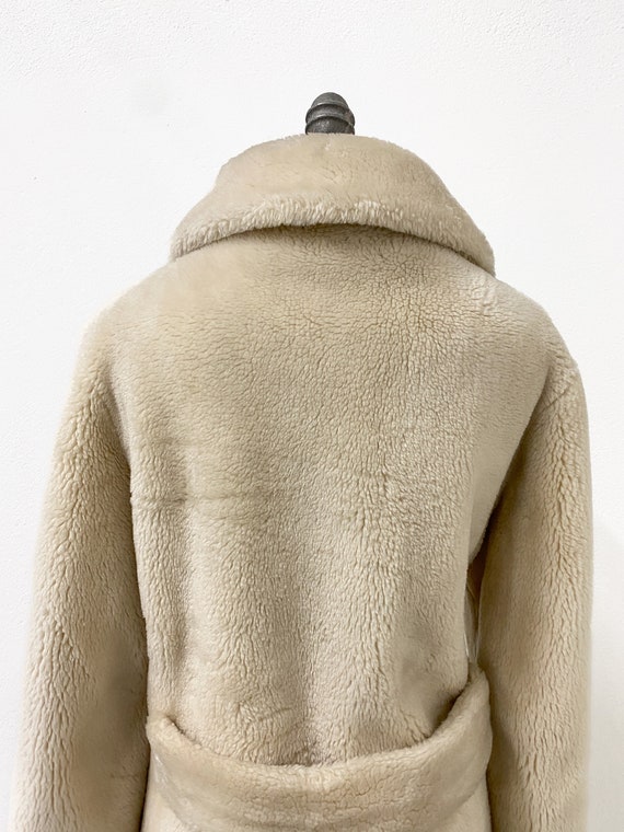 vintage winter coat, vintage cream faux fur coat,… - image 10