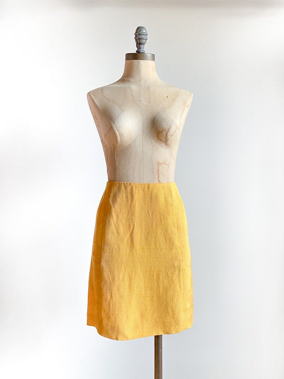 Vintage linen skirt, vintage linen, vintage yello… - image 2