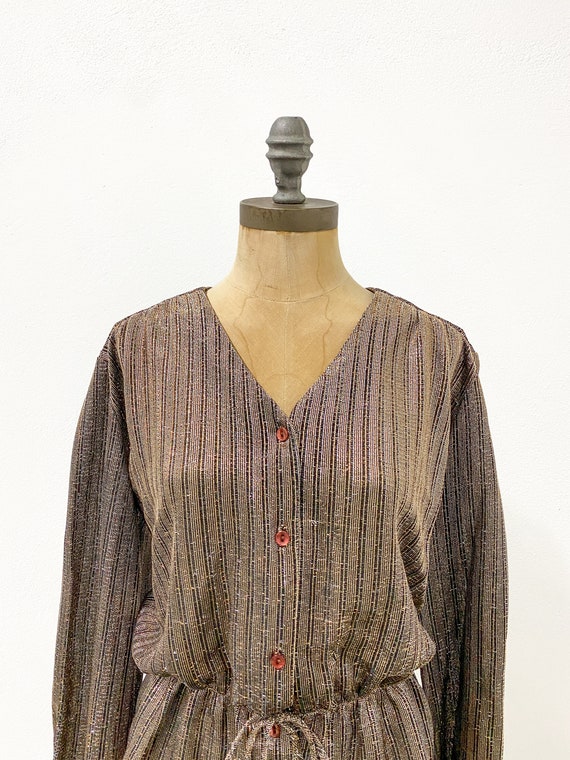 vintage 70s top, vintage lamé blouse, vintage pep… - image 4