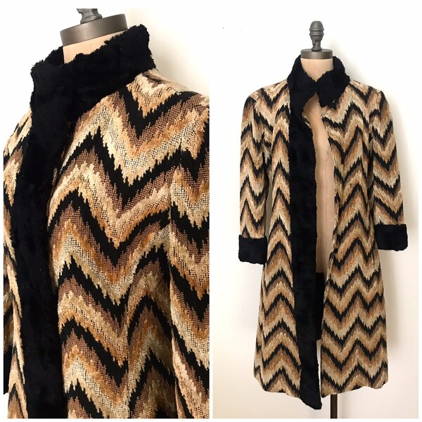 1960s Chevron Coat Etsy