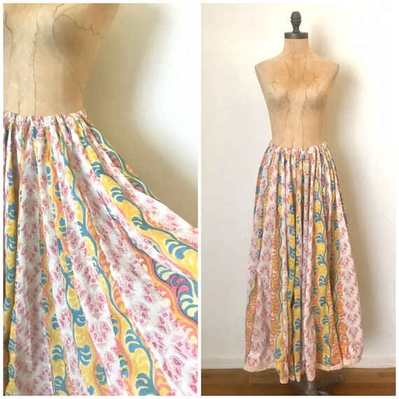 vintage indian cotton skirt - Indian block printed