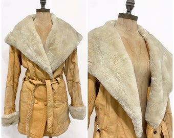 vintage leather coat, vintage camel leather coat, vintage 80s leather coat, vintage faux fur coat