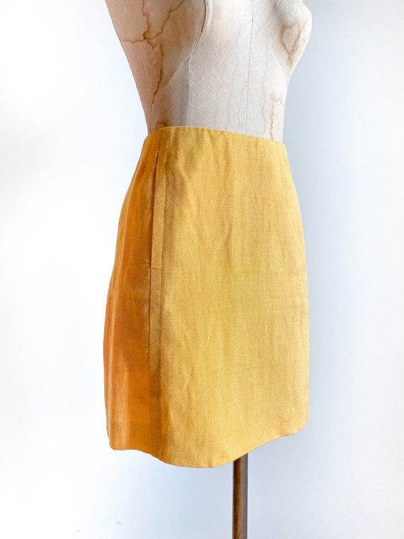 Vintage linen skirt, vintage linen, vintage yello… - image 5