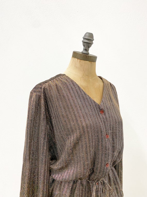 vintage 70s top, vintage lamé blouse, vintage pep… - image 7