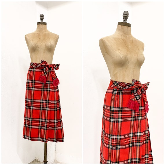 vintage plaid skirt, vintage midi skirt, vintage … - image 1