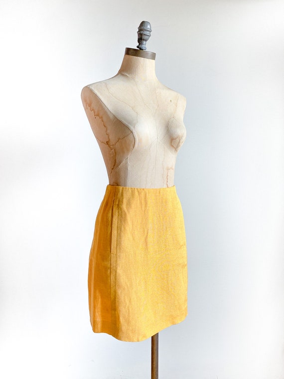 Vintage linen skirt, vintage linen, vintage yello… - image 9