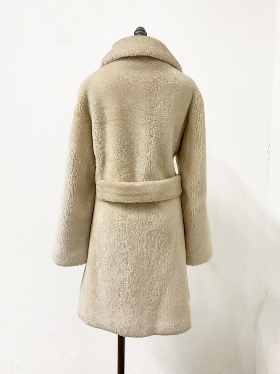 vintage winter coat, vintage cream faux fur coat,… - image 8