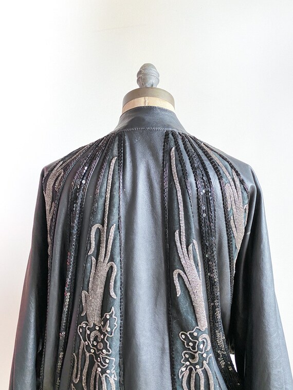 Vintage leather jacket, vintage beaded jacket, vi… - image 8