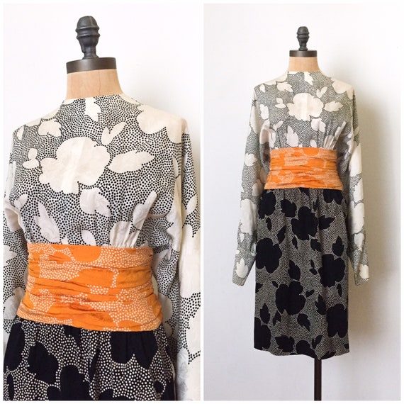 vintage silk dress - vintage 80s dress - vintage f