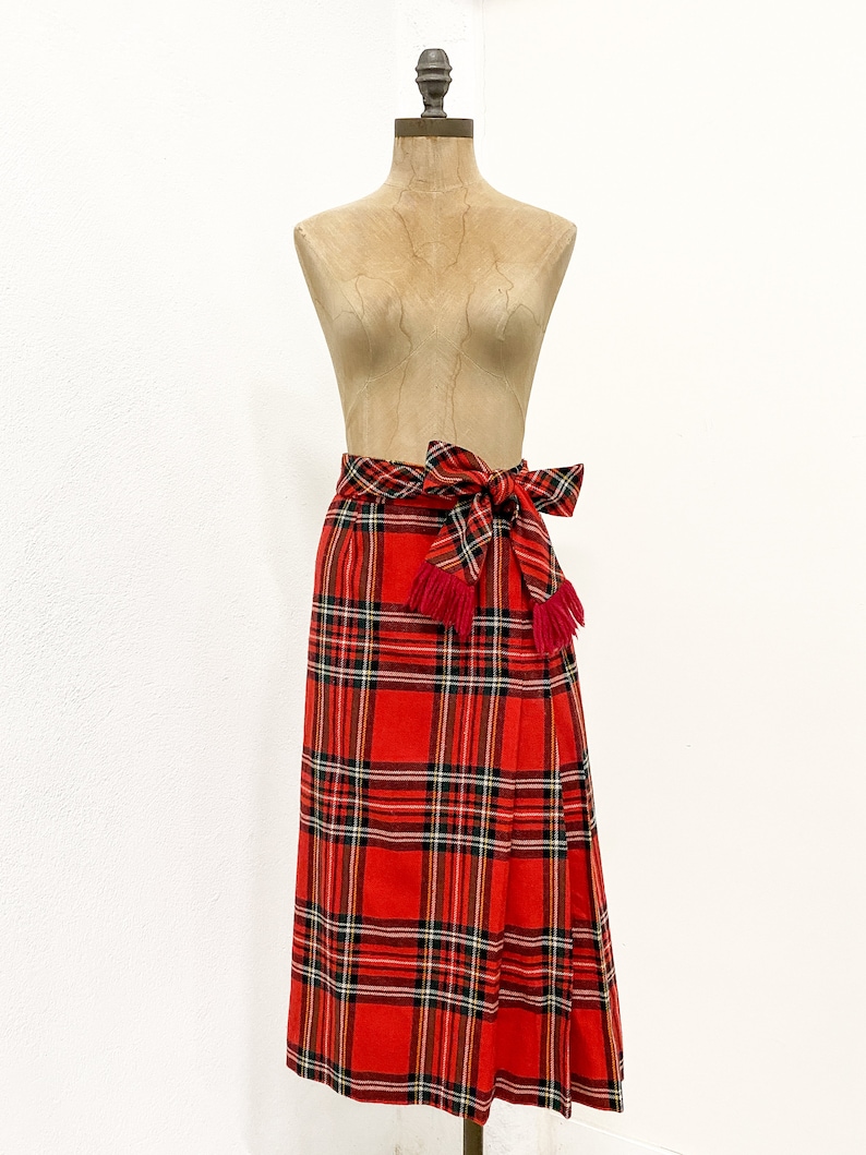 Vintage Plaid Skirt, Vintage Midi Skirt, Vintage Tartan Plaid, 80s