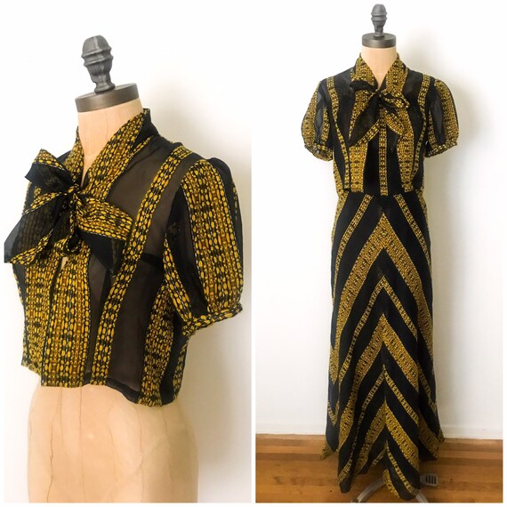 vintage 1930s dress - 1930s maxi dress - vintage c