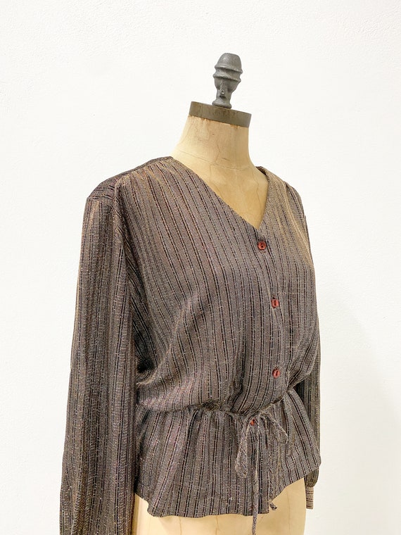 vintage 70s top, vintage lamé blouse, vintage pep… - image 6