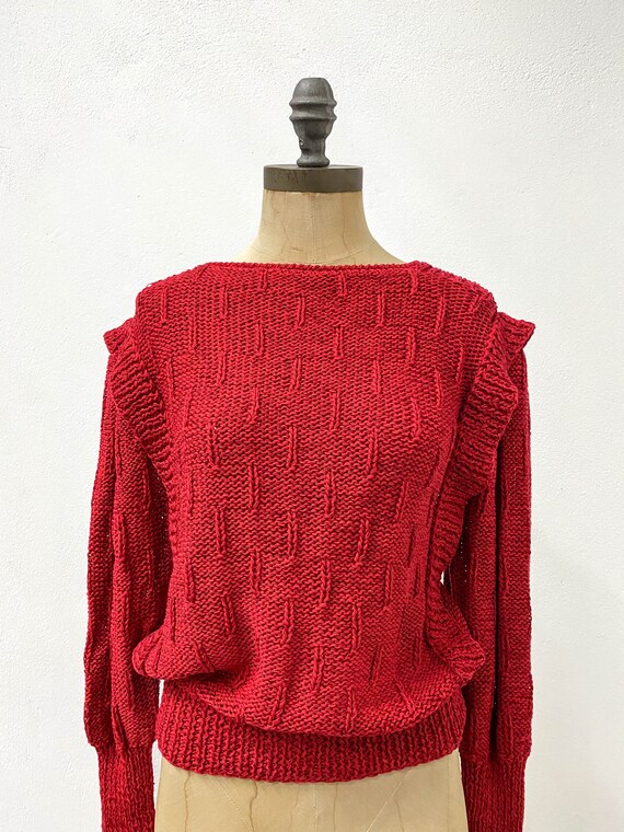 vintage 80s sweater, vintage red sweater, vintage… - image 3