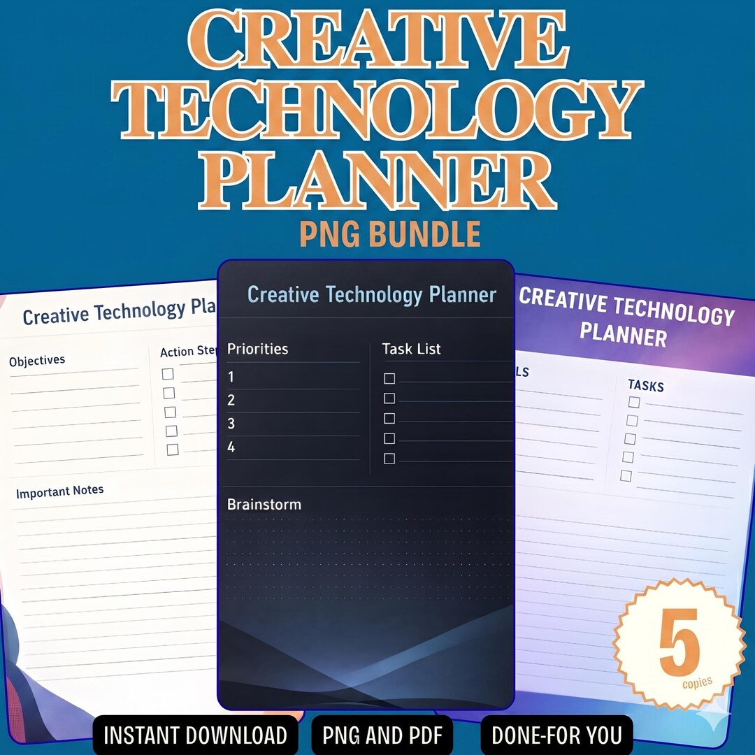 Creative Technology Planner Printable PDF PNG | Digital Project ...