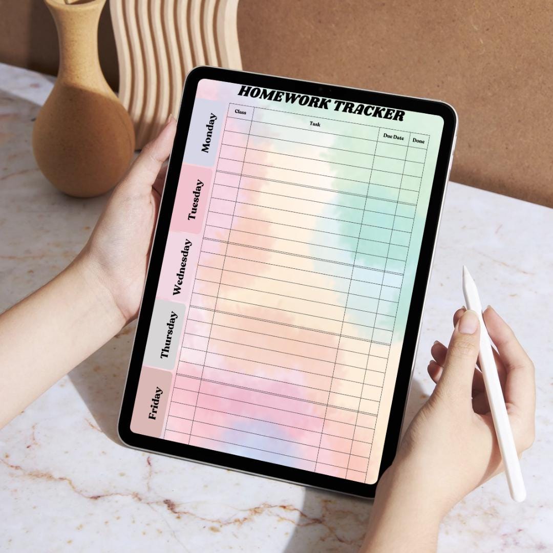 Weekly Homework Planner Printable PDF PNG | Student Assignment Tracker ...