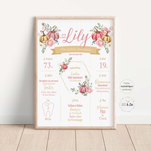 Poster 1 year ***DIGITAL FILE *** First birthday, Personalized, Pumpkin, baby party 1 year