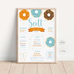 Poster 1 year ***DIGITAL FILE *** First birthday, Personalized, Donuts, Donuts, baby party 1 year
